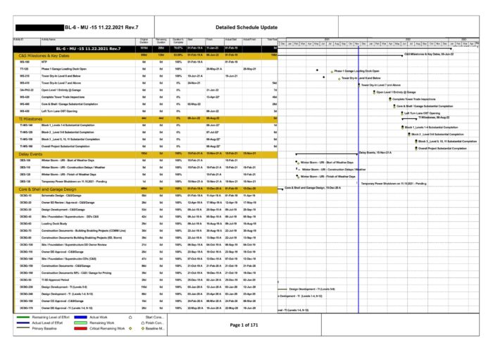 P6 Project Update Schedule